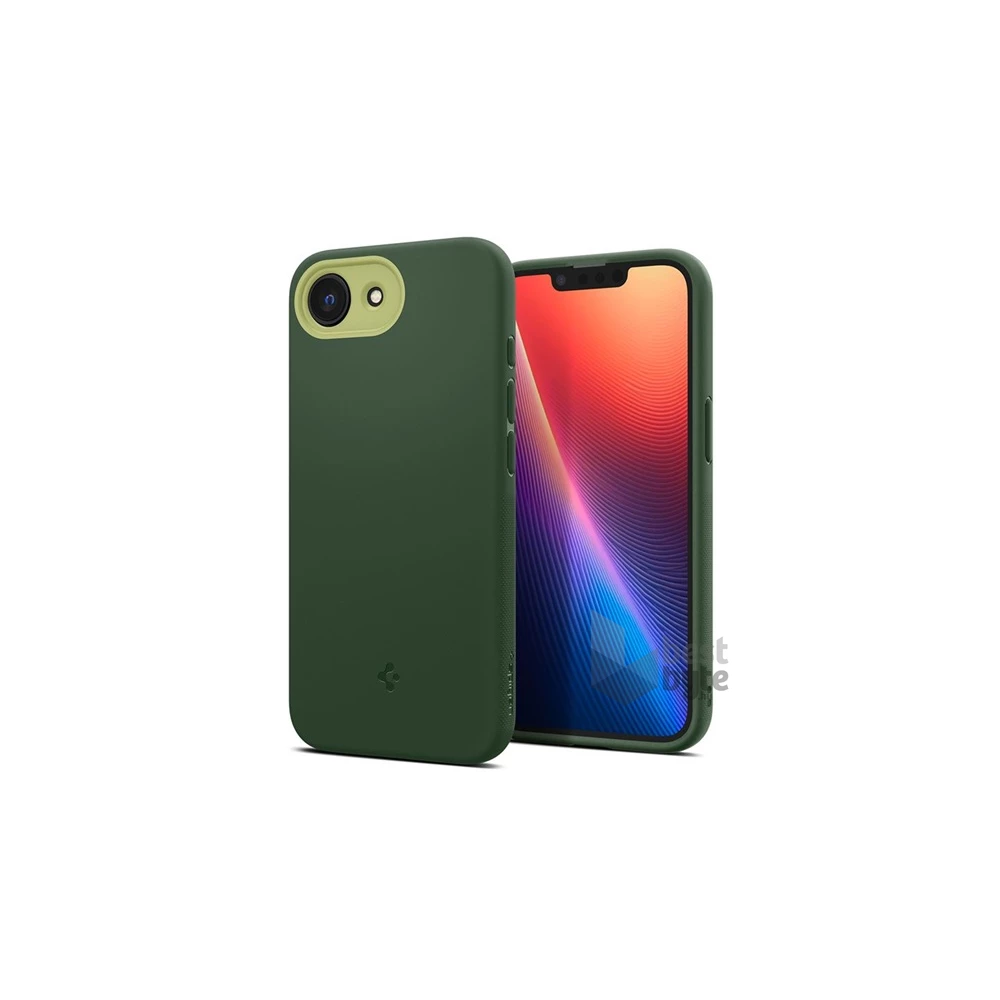 SPIGEN ACS09157 iPhone 16e sötétzöld szilikon hátlap
