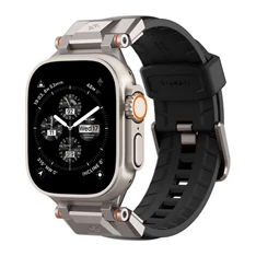 SPIGEN AMP07591 Apple Watch Series 10 46mm / Watch Series 9 45mm / Watch Series 8 45mm fekete bőr hatású óraszíj