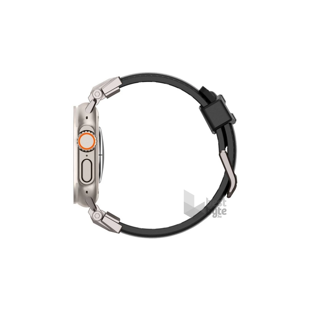 SPIGEN AMP07591 Apple Watch Series 10 46mm / Watch Series 9 45mm / Watch Series 8 45mm fekete bőr hatású óraszíj