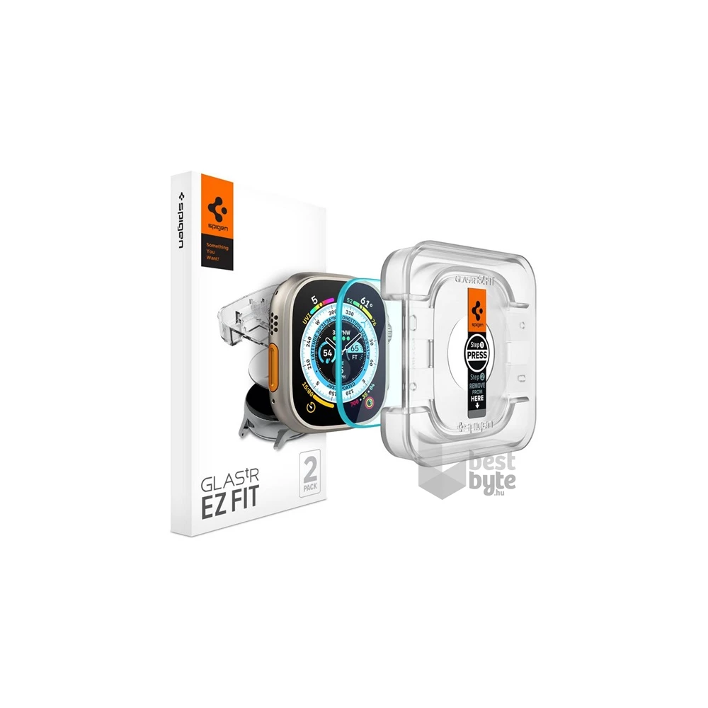 SPIGEN EZ FIT AGL05556 Apple Watch Ultra 49mm 2dbh átlátszó kijelzővédő üveg