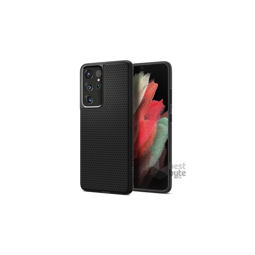 SPIGEN LIQUID AIR Galaxy S21 Ultra (SM-G998) 5G fekete szilikon hátlap