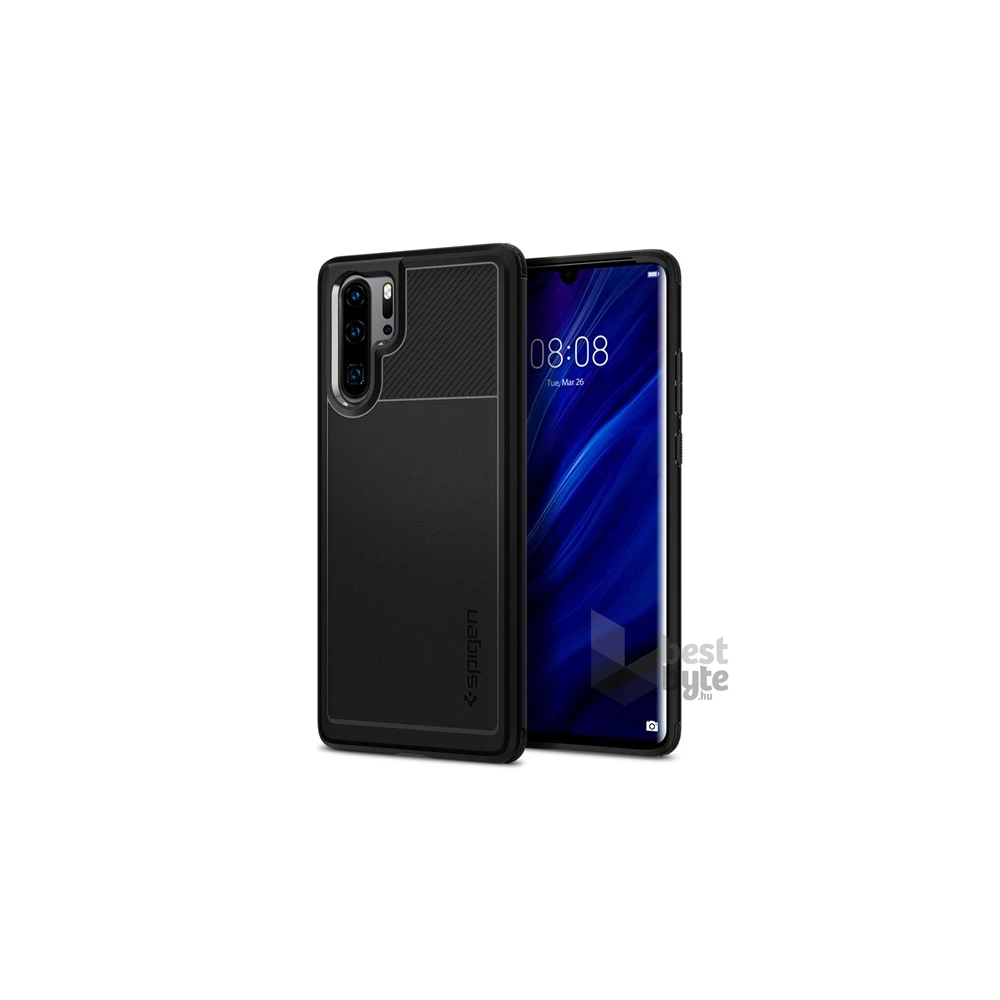 SPIGEN RUGGED ARMOR Huawei P30 Pro fekete szilikon hátlap