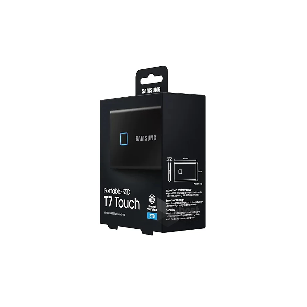 Samsung 1000GB USB 3.2 (MU-PC1T0K/WW) fekete ujjlenyomatolvasós T7 Touch külső SSD