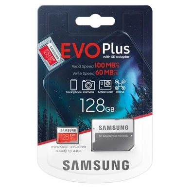 Samsung 128GB SD micro EVO Plus (SDXC Class10) (MB-MC128HA/EU) memória kártya adapterrel