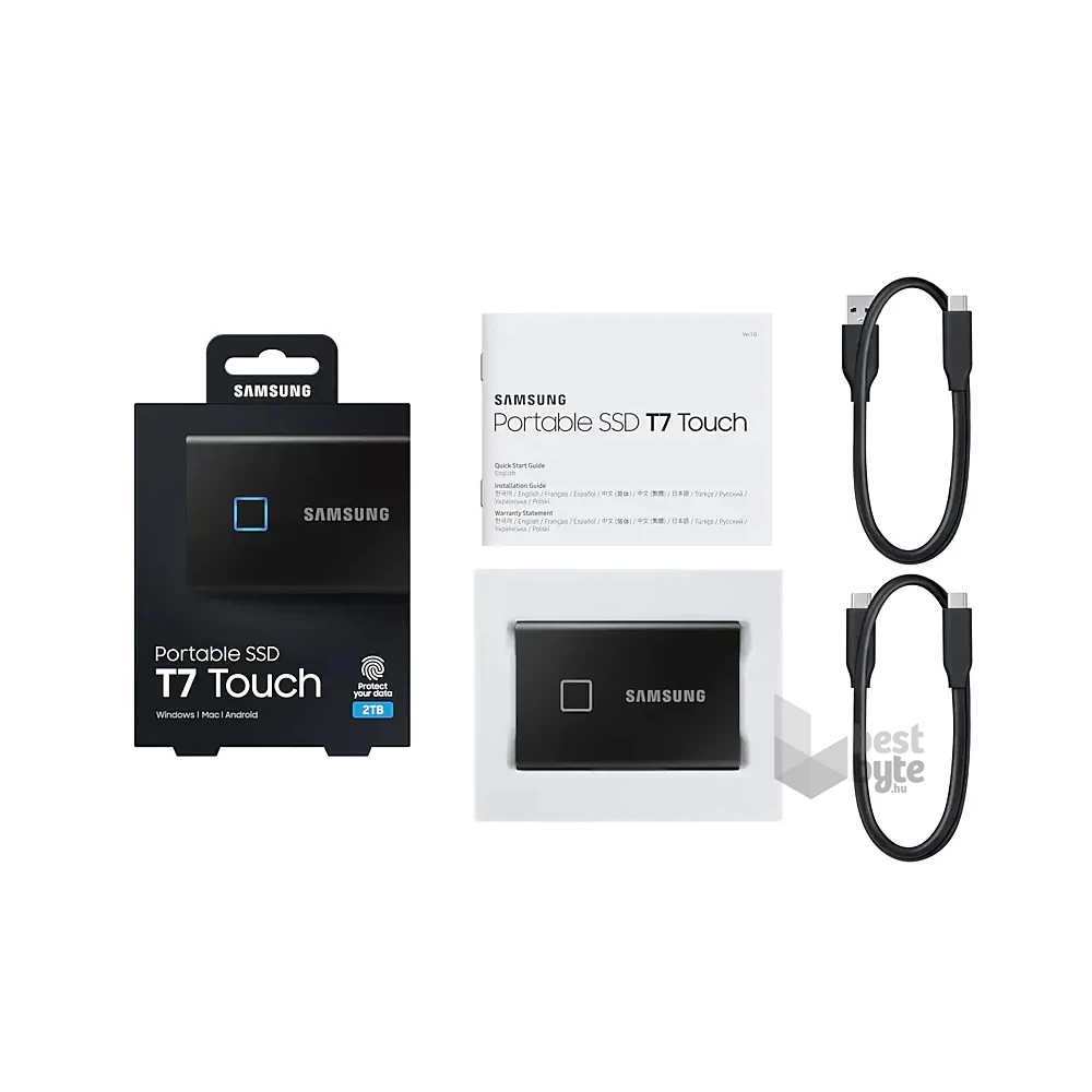Samsung 2000GB USB 3.2 (MU-PC2T0K/WW) fekete ujjlenyomatolvasós T7 Touch külső SSD