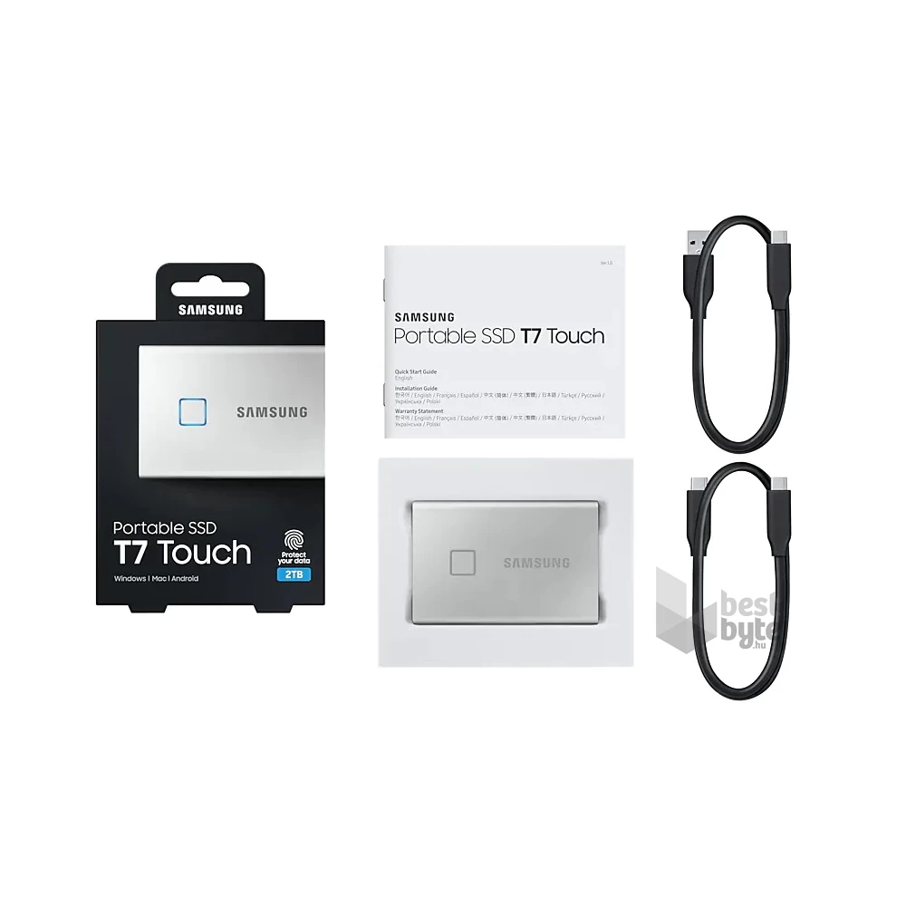 Samsung 2000GB USB 3.2 (MU-PC2T0S/WW) ezüst ujjlenyomatolvasós T7 Touch külső SSD