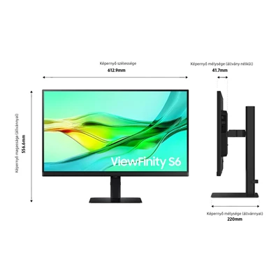 Samsung 27" LS27D600UAUXEN ViewFinity S6 S60UD QHD IPS DP/HDMI/USB/USB-C/RJ45 monitor