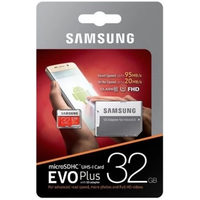 Samsung 32GB SD micro EVO Plus (SDXC Class10) (MB-MC32GA/EU) memóriakártya adapterrel