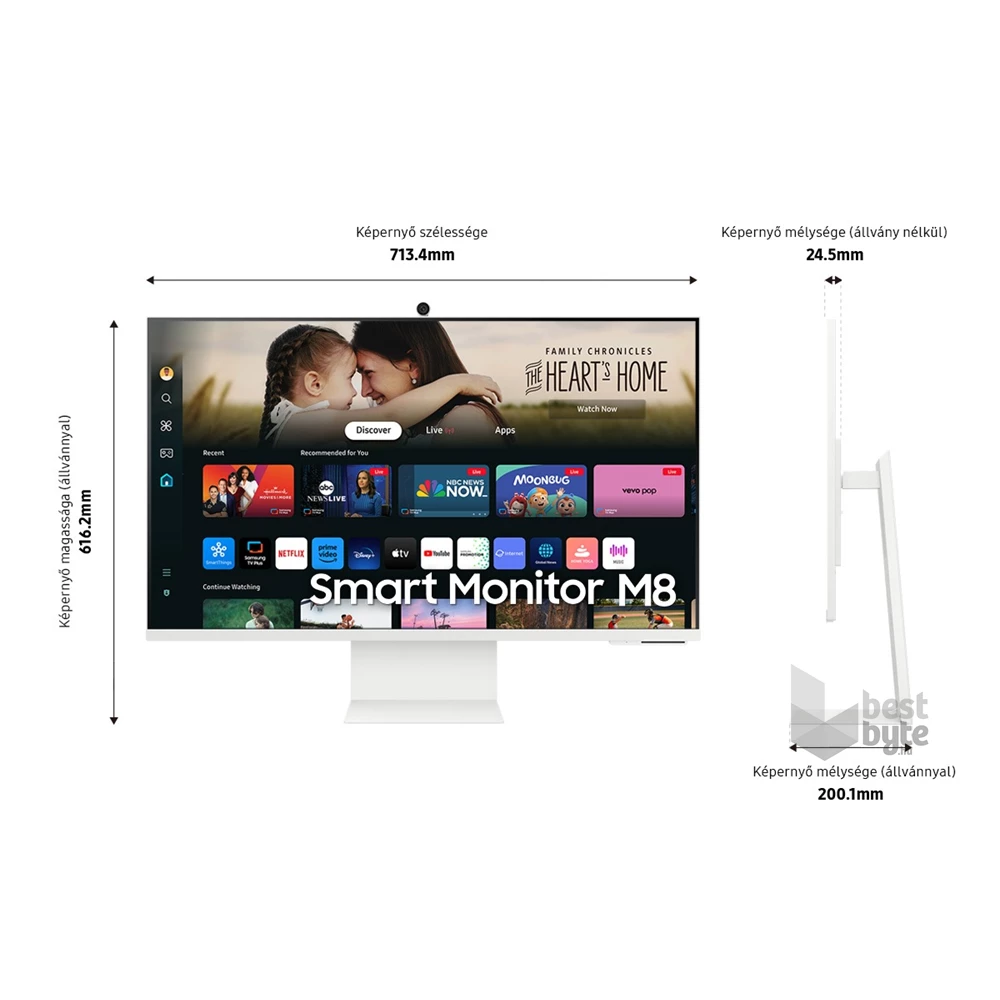 Samsung 32" LS32DM801UUXDU M8 4K UHD VA HDMI/USB/USB-C/Wi-Fi/Bluetooth smart monitor