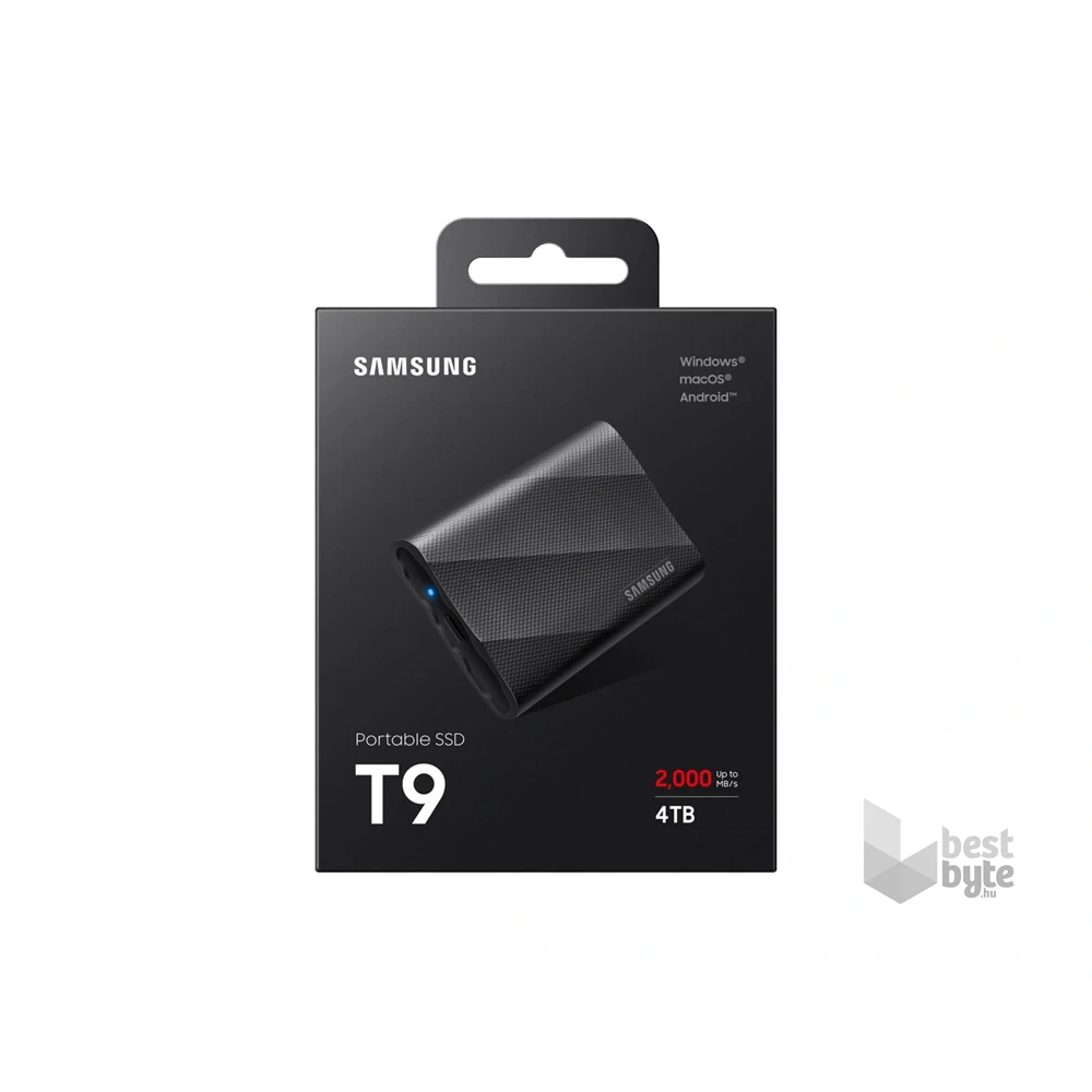 Samsung 4TB USB 3.2 Gen 2x2 T9 fekete külső SSD