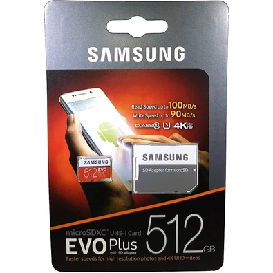 Samsung 512GB SD micro EVO Plus (SDXC Class10) (MB-MC512GA/EU) memória kártya adapterrel