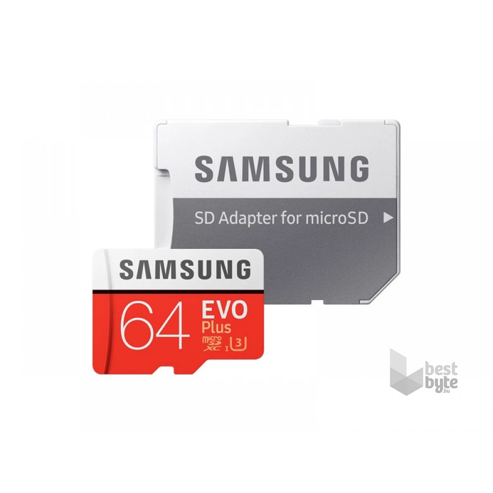 Samsung 64GB SD micro EVO Plus (SDXC Class10) (MB-MC64GA/EU) memória kártya adapterrel