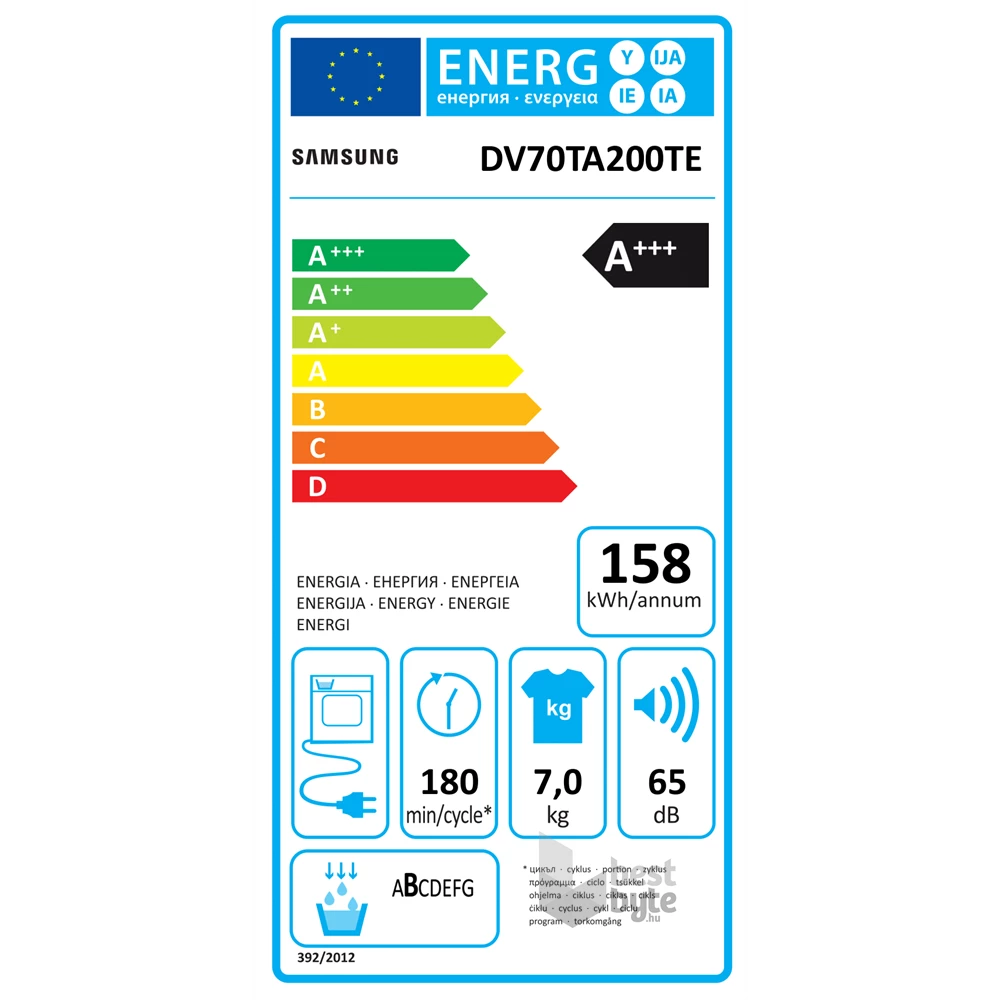 Samsung DV70TA200TE/LE fehér, 7 kg, hőszivattyús, szárítógép