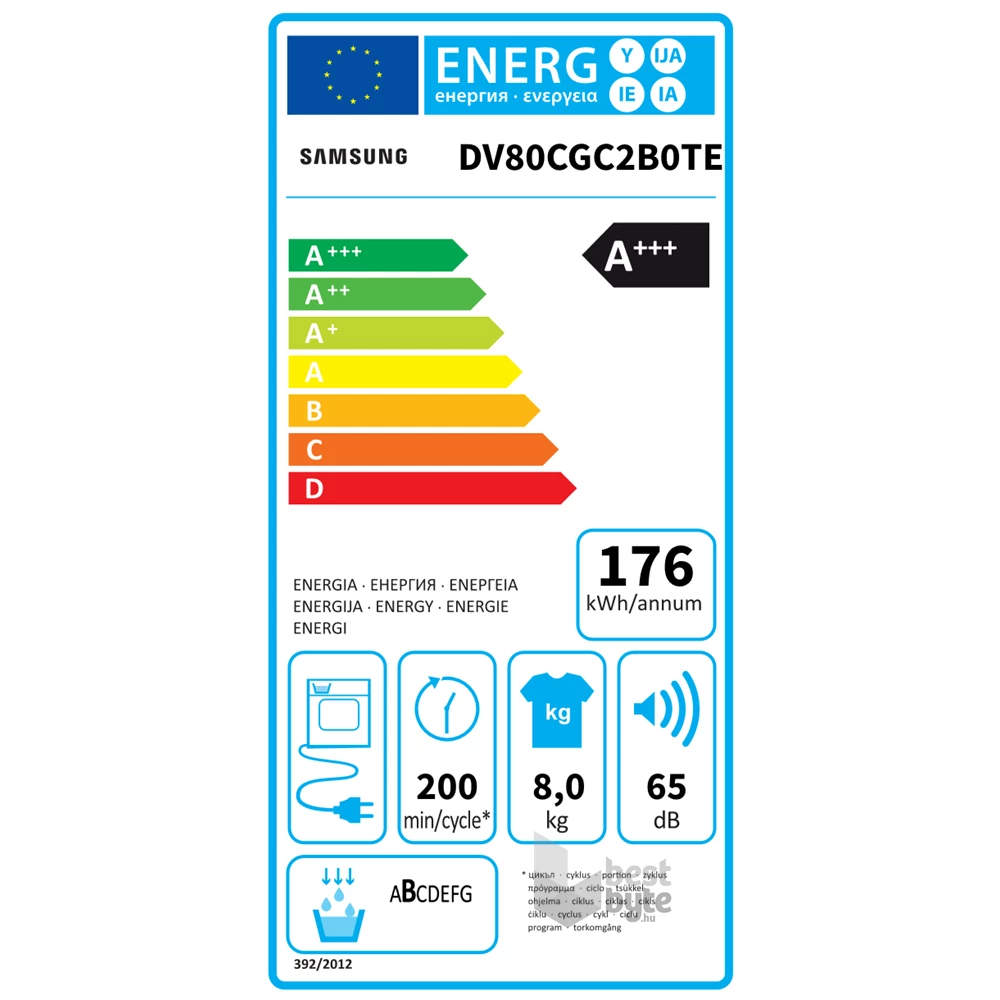 Samsung DV80CGC2B0TELE fehér, 8 kg, hőszivattyús, szárítógép
