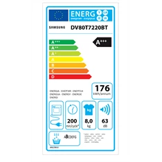 Samsung DV80T7220BT/S6 fehér, 8 kg, hőszivattyús, szárítógép