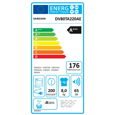 Samsung DV80TA220AE/LE fehér, 8 kg, hőszivattyús, szárítógép