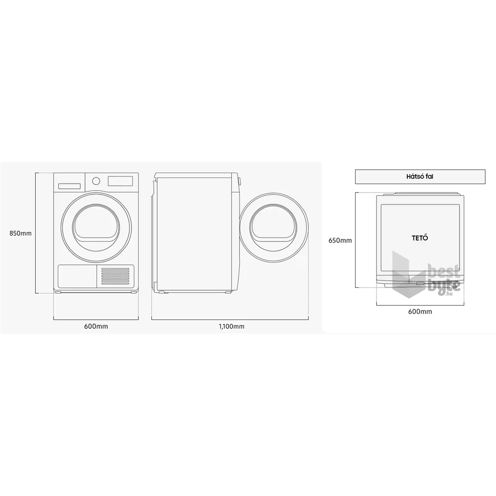 Samsung DV90CGC2A0ABLE fekete, 9 kg, hőszivattyús, szárítógép