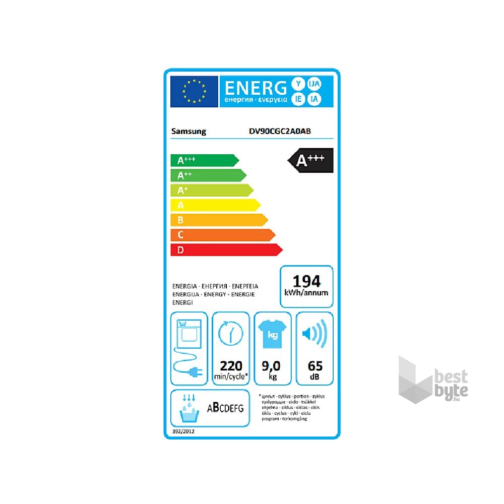Samsung DV90CGC2A0ABLE fekete, 9 kg, hőszivattyús, szárítógép