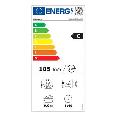 Samsung DV90DG52A0ABLE fekete, 9 kg, hőszivattyús, szárítógép