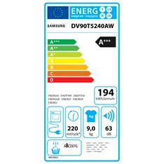 Samsung DV90T5240AW/S6 9 kg hőszivattyús szárítógép