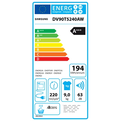 Samsung DV90T5240AW/S6 9 kg hőszivattyús szárítógép