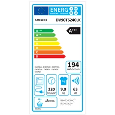 Samsung DV90T6240LK/S6 9 kg hőszivattyús szárítógép