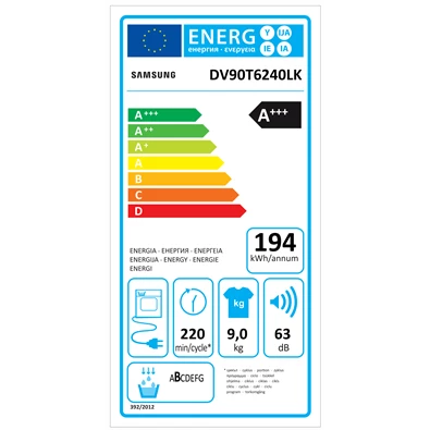 Samsung DV90T6240LK/S6 9 kg hőszivattyús szárítógép