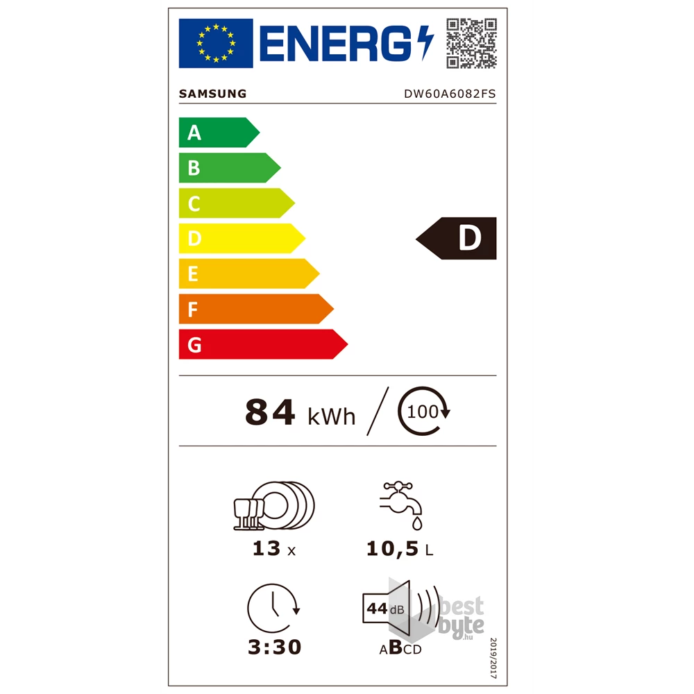 Samsung DW60A6082FS/EO ezüst, programok száma: 7, szabadonálló, 13 terítékes mosogatógép 