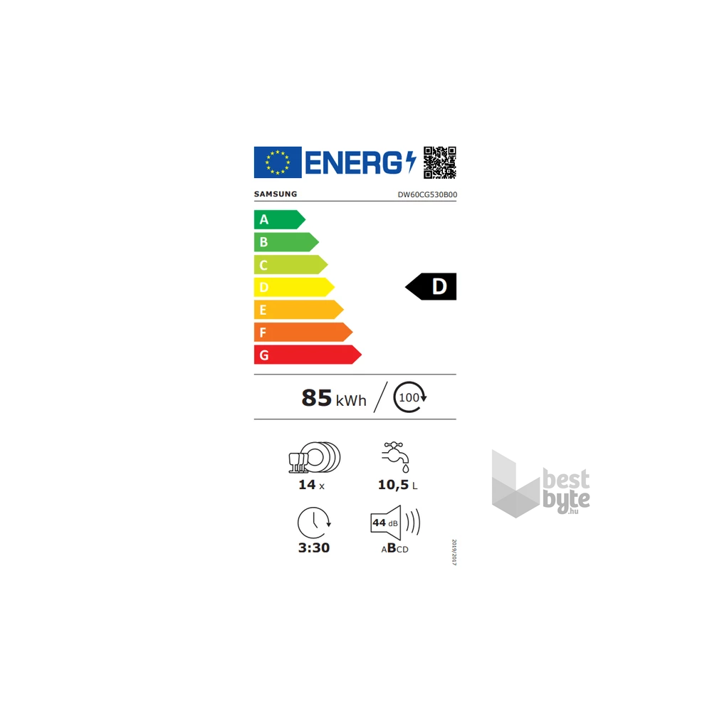 Samsung DW60CG530B00ET programok száma: 7, beépíthető, 14 terítékes mosogatógép 