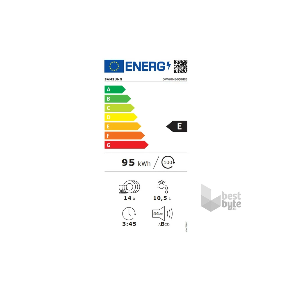 Samsung DW60M6050BB/EO programok száma: 7, beépíthető, 14 terítékes mosogatógép 