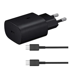 Samsung EP-TA800EBE + EP-DA705BBE / GH39-02077A 25W Type-C fekete hálózati töltő + Type-C kábel