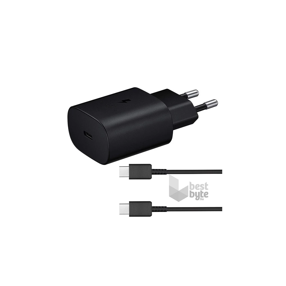 Samsung EP-TA800EBE + EP-DA705BBE / GH39-02077A 25W Type-C fekete hálózati töltő + Type-C kábel
