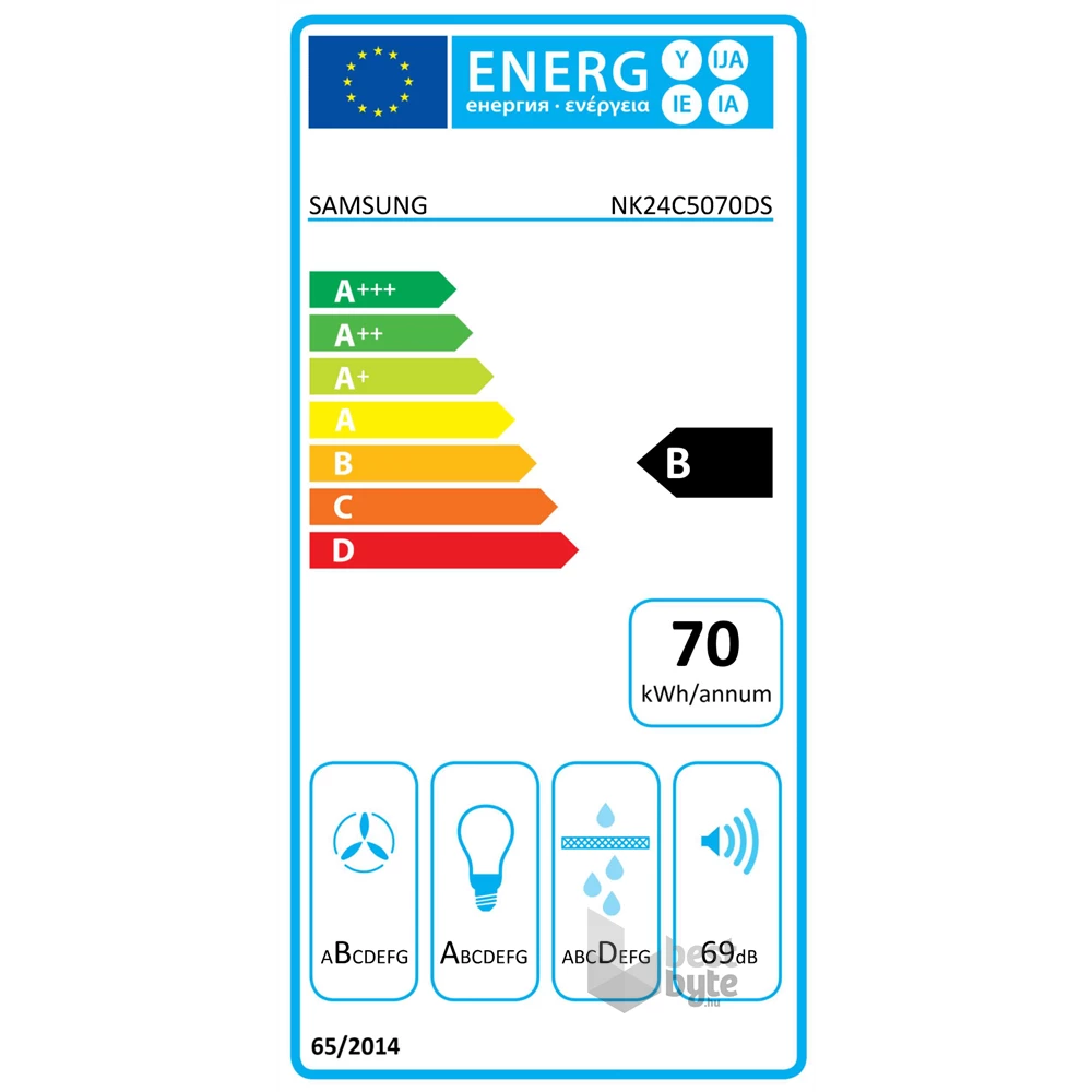 Samsung NK24C5070DS/ÚR ezüst, szabadonálló, kürtős, méret:60 cm, zajszint:69 dB, páraelszívó