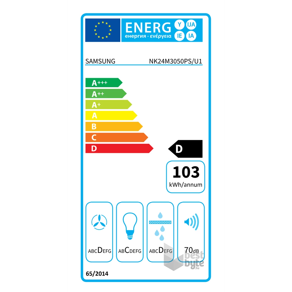 Samsung NK24M3050PS/U1 inox, szabadonálló, kürtős, méret:59,8 cm, zajszint:70 dB, páraelszívó