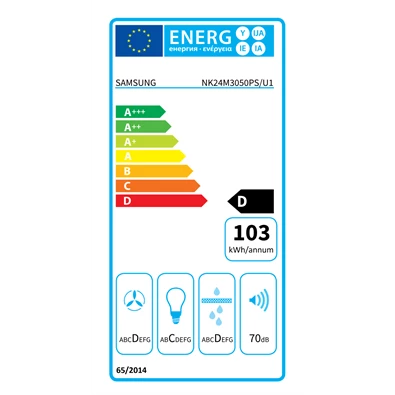 Samsung NK24M3050PS/U1 inox, szabadonálló, kürtős, méret:59,8 cm, zajszint:70 dB, páraelszívó