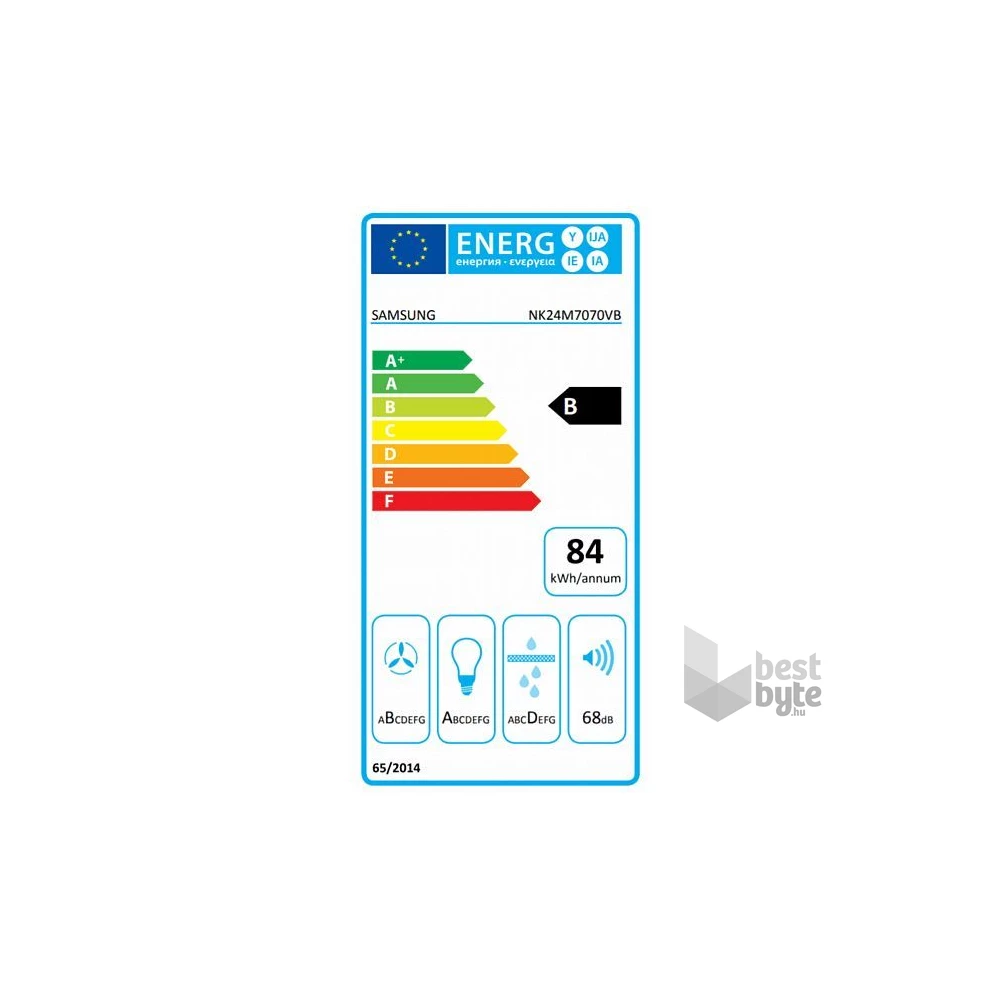 Samsung NK24M7070VB/UR fekete, beépíthető, kürtős, méret:59,8 cm, zajszint:68 dB, páraelszívó