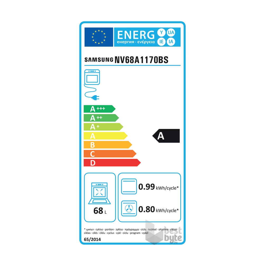 Samsung NV68A1170BS/OL ezüst, beépíthető, sütőtér: 68L, grill, légkeverés, pirolitikus, sütő