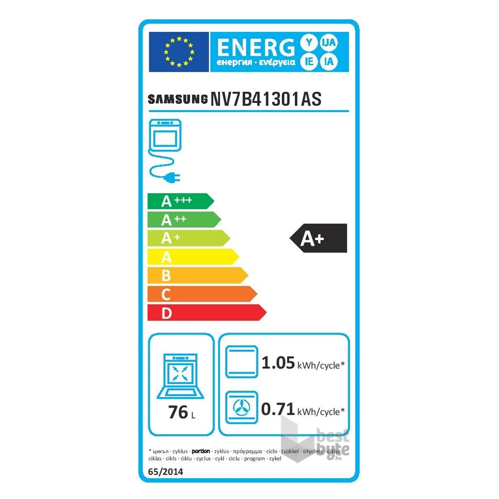 Samsung NV7B41301AS/U3 inox, beépíthető, sütőtér: 76L, grill, légkeverés, pirolitikus, sütő