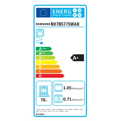 Samsung NV7B5775WAK/U3 fekete, beépíthető, sütőtér: 76L, grill, légkeverés, sütő