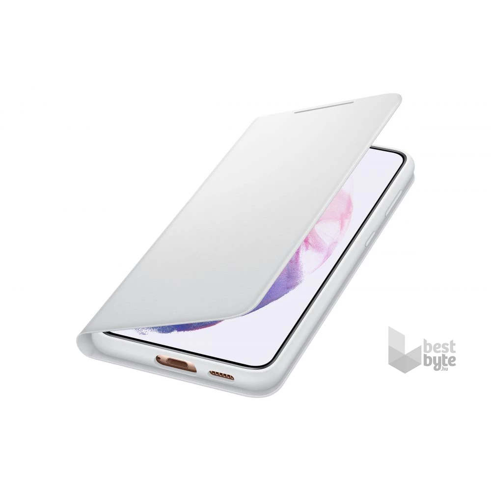 Samsung OSAM-EF-NG996PJEG Galaxy S21 Plus LED view világosszürke oldalra nyíló tok