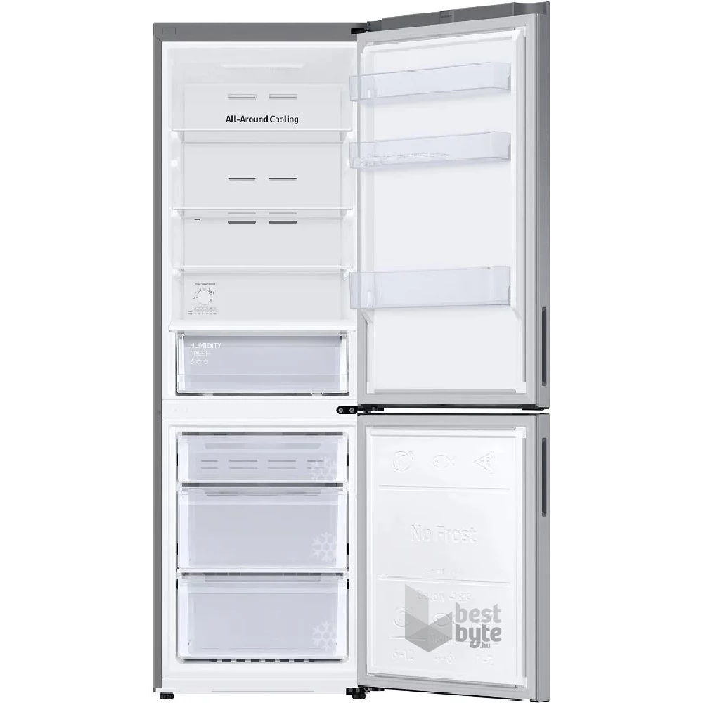 Samsung RB33B610ESA/EF inox, alulfagyasztós, Hűtő:230L, Fagyasztó:114L, hűtőszekrény