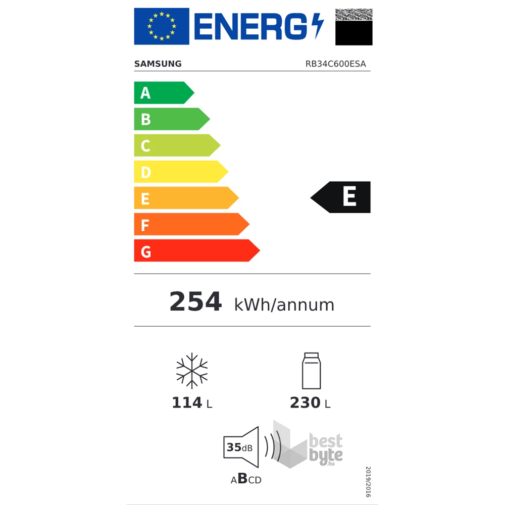 Samsung RB34C600ESA/EF ezüst, alulfagyasztós, Hűtő:230L, Fagyasztó:114L, No frost hűtőszekrény