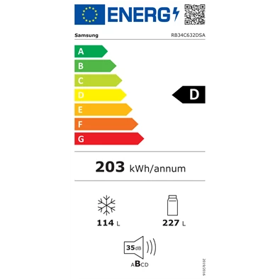Samsung RB34C632DSA/EF inox, alulfagyasztós, Hűtő:227L, Fagyasztó:114L, hűtőszekrény (Újszerű)