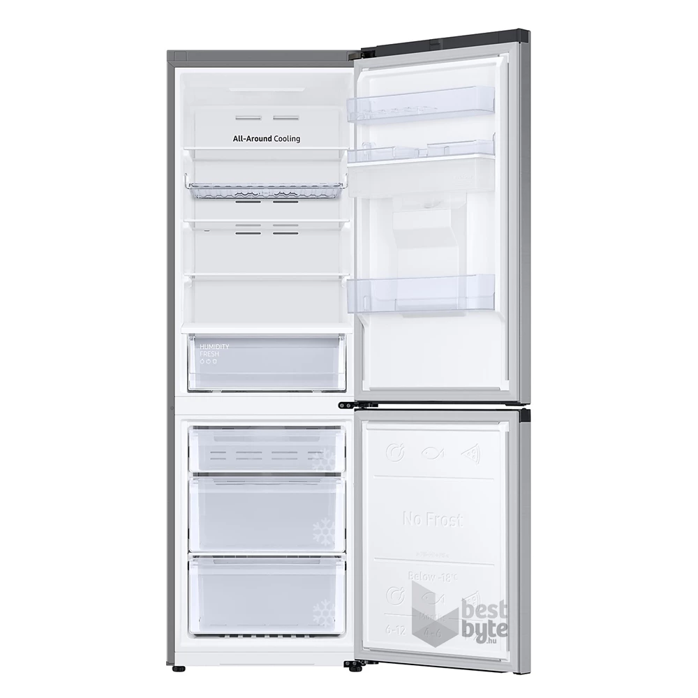 Samsung RB34C632DSA/EF inox, alulfagyasztós, Hűtő:227L, Fagyasztó:114L, hűtőszekrény (Újszerű)