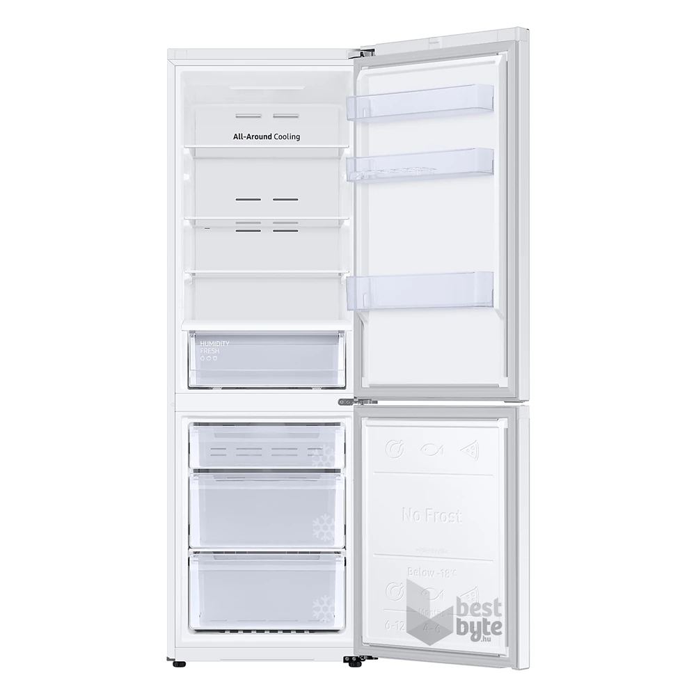Samsung RB34C670DWW/EF fehér, alulfagyasztós, Hűtő:230L, Fagyasztó:114L, hűtőszekrény