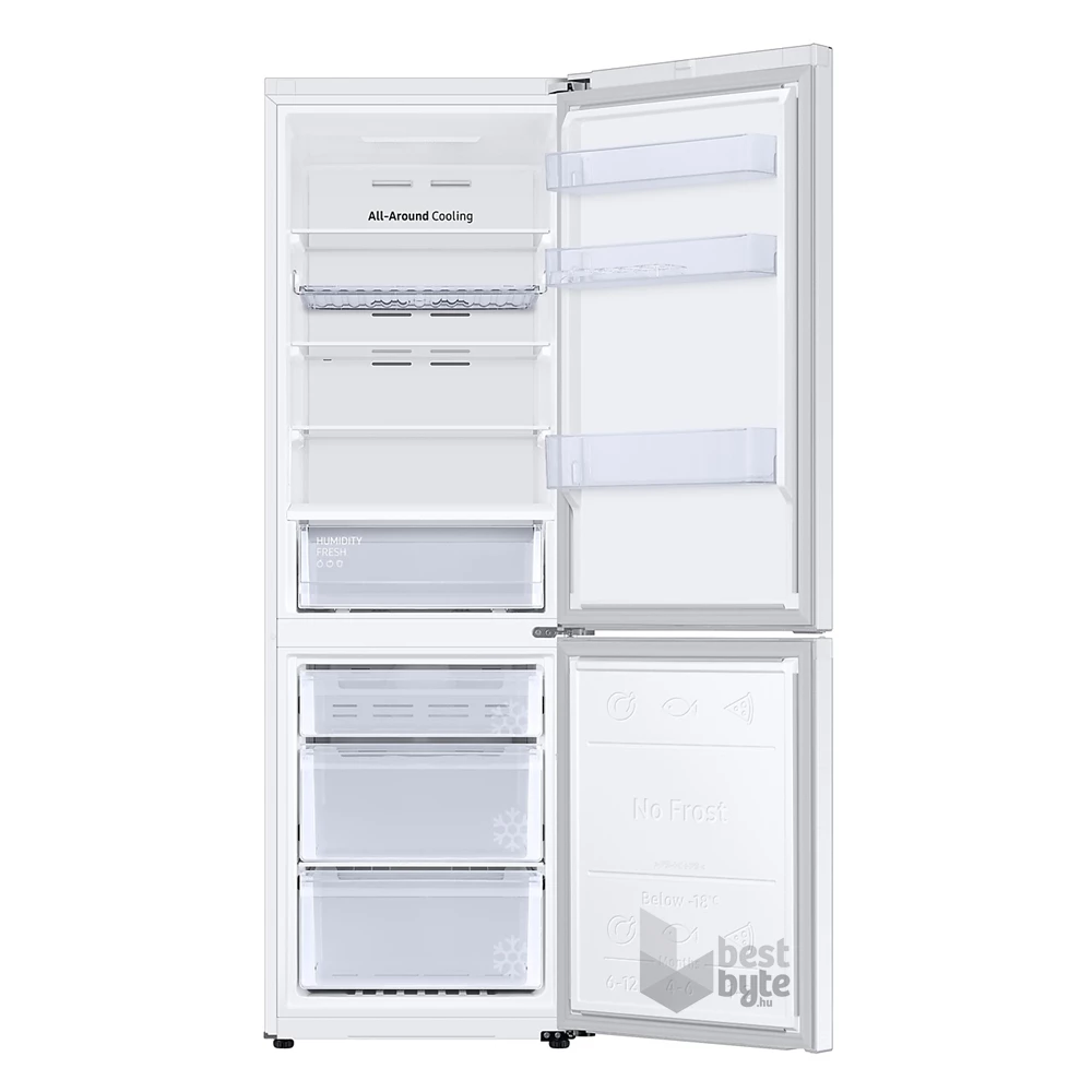 Samsung RB34C672DWW/EF fehér, alulfagyasztós, Hűtő:230L, Fagyasztó:114L, hűtőszekrény