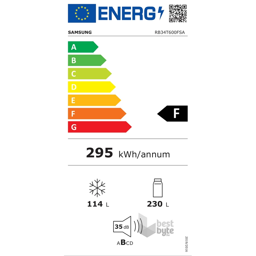 Samsung RB34T600FSA/EF grafit, alulfagyasztós, Hűtő:230L, Fagyasztó:114L, No frost hűtőszekrény