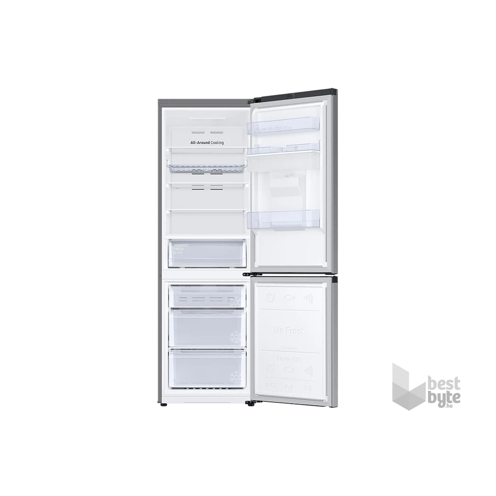 Samsung RB34T632DSA/EF ezüst, alulfagyasztós, Hűtő:227L, Fagyasztó:114L, No frost hűtőszekrény