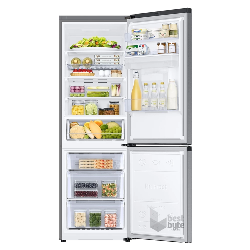 Samsung RB34T632DSA/EF ezüst, alulfagyasztós, Hűtő:227L, Fagyasztó:114L, No frost hűtőszekrény