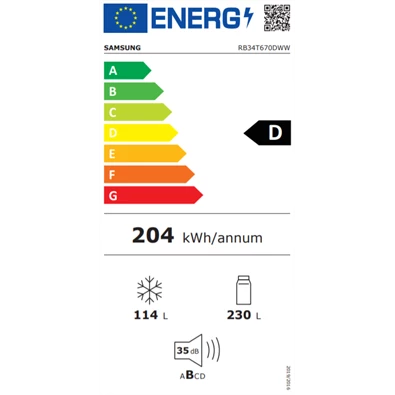 Samsung RB34T670DWW/EF alulfagyasztós hűtőszekrény